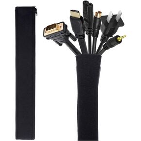 Cable Management Sleeve, JOTO Cord Management System for TV/Computer/Home Entertainment, 40 inch Flexible Cable Sleeve Wrap Cover Organizer, 2 Piece – Black