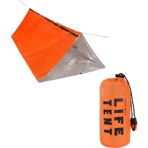 Emergency Survival Tent Life Shelter 2 Person Mylar Tube Tents Tarp with Whistle & Paracord Year-Round All Weather Protection for Car Outdoor Hiking Camping Gear Equipment and First Aid Supplies
