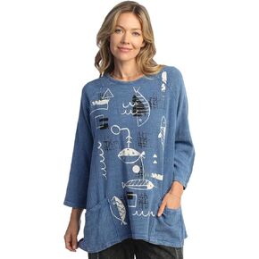 Jess & Jane Mineral Washed Gauze Tunic w/Pockets - M103