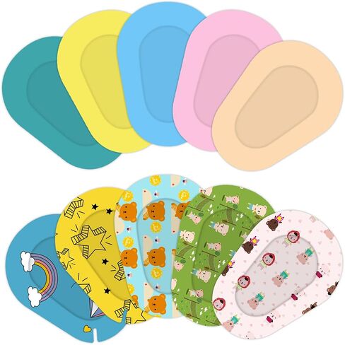 10 Styles Kids Eye Patches 100 PCS Adhesive Cartoon Colorful Eye Pads Breathable, Comfortable for Kids in Saudi Arabia
