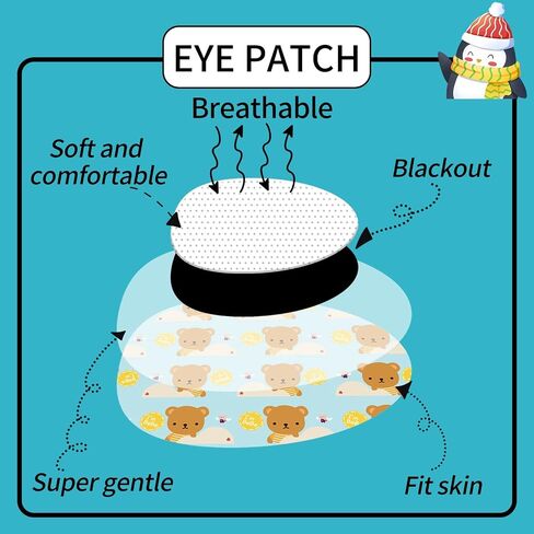 10 Styles Kids Eye Patches 100 PCS Adhesive Cartoon Colorful Eye Pads Breathable, Comfortable for Kids in Saudi Arabia