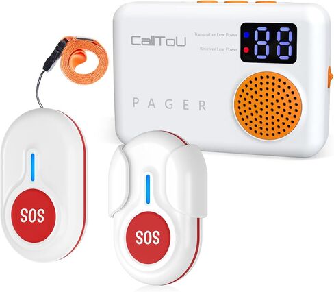 CallToU Caregiver Pagers لكبار السن زر الاتصال اللاسلكي 1000FT جرس الاتصال للمرضى زر تنبيه لكبار السن في المنزل نظام الاتصال الذكي مع شاشة الاهتزاز الرقمية تذكير منخفض الطاقة in Kuwait