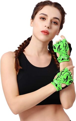 Anser 7150694 Woman Half Finger Girl Short Fingerless Gloves for Indoor Yoga Gym Fitness Body Building Training Outdoor Cycling Motorcycle Skate Skateboard Roller Skating Running Exercise in Saudi Arabia
