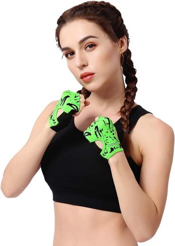 Anser 7150694 Woman Half Finger Girl Short Fingerless Gloves for Indoor Yoga Gym Fitness Body Building Training Outdoor Cycling Motorcycle Skate Skateboard Roller Skating Running Exercise in Saudi Arabia