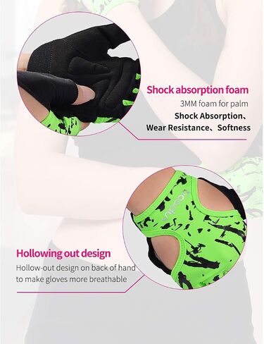 Anser 7150694 Woman Half Finger Girl Short Fingerless Gloves for Indoor Yoga Gym Fitness Body Building Training Outdoor Cycling Motorcycle Skate Skateboard Roller Skating Running Exercise in Saudi Arabia