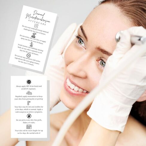 بطاقات Lashicorn Diamond Microdermabrasion للعناية اللاحقة | 50 عبوة | بطاقة عمل مقاس 2 × 3.5 بوصة | مستلزمات التجميل | تصميم بطاقة بيضاء بسيطة in Saudi Arabia