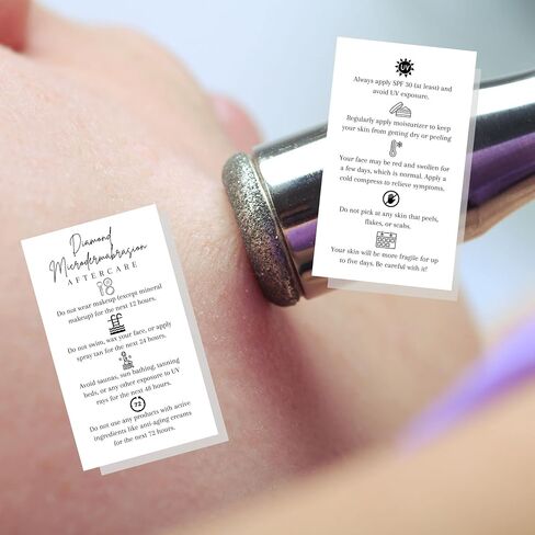 بطاقات Lashicorn Diamond Microdermabrasion للعناية اللاحقة | 50 عبوة | بطاقة عمل مقاس 2 × 3.5 بوصة | مستلزمات التجميل | تصميم بطاقة بيضاء بسيطة in Saudi Arabia