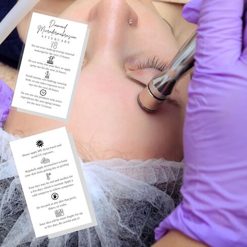 بطاقات Lashicorn Diamond Microdermabrasion للعناية اللاحقة | 50 عبوة | بطاقة عمل مقاس 2 × 3.5 بوصة | مستلزمات التجميل | تصميم بطاقة بيضاء بسيطة in Saudi Arabia