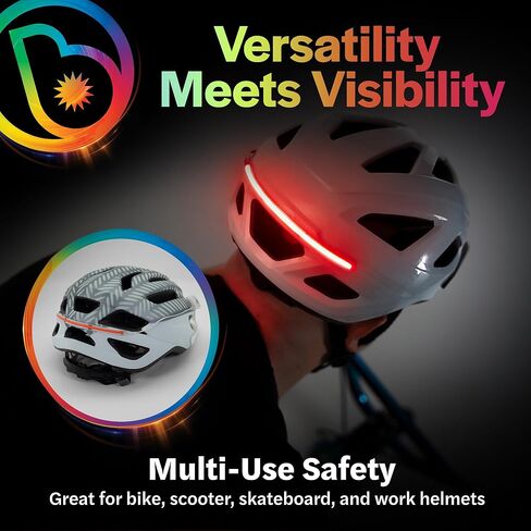 Brightz HelmetBrightz LED Bike Helmet Light, Red - Be 100% More Safe & Seen at Night! - 7-Inch Light Strip Works with Both Adult & Kids Helmets - Also Great for Scooter & Skateboard Helmets in Kuwait