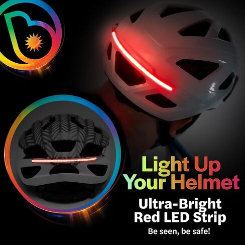 Brightz HelmetBrightz LED Bike Helmet Light, Red - Be 100% More Safe & Seen at Night! - 7-Inch Light Strip Works with Both Adult & Kids Helmets - Also Great for Scooter & Skateboard Helmets in Kuwait
