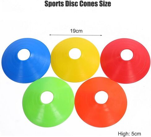 Elandy 20 قطعة قرص كرة القدم المخاريط برو القرص المخاريط تدريب كرة القدم خفة الحركة مخاريط كرة القدم الرياضية حامل المخاريط القرص للتدريب الرياضي كرة السلة، معدات ممارسة التدريب (5 ألوان) in Kuwait