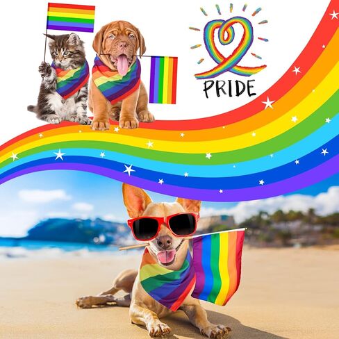 50 Pieces Pride Dog Bandanas Rainbow Dog Bandanas Holiday Dog Bandanas Triangle Dog Scarfs Bibs Rainbow Accessories for Small Medium Large Dogs in Saudi Arabia