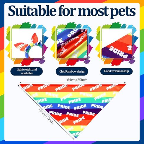 50 Pieces Pride Dog Bandanas Rainbow Dog Bandanas Holiday Dog Bandanas Triangle Dog Scarfs Bibs Rainbow Accessories for Small Medium Large Dogs in Saudi Arabia
