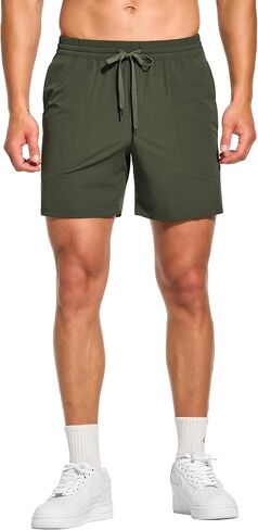 DEMOZU Men's 5 Inch Linerless Workout Casual Shorts Quick Dry Running Tennis Gym Athletic Shorts with Pockets in Saudi Arabia