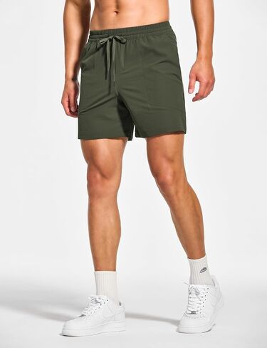 DEMOZU Men's 5 Inch Linerless Workout Casual Shorts Quick Dry Running Tennis Gym Athletic Shorts with Pockets in Saudi Arabia