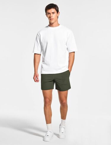 DEMOZU Men's 5 Inch Linerless Workout Casual Shorts Quick Dry Running Tennis Gym Athletic Shorts with Pockets in Saudi Arabia