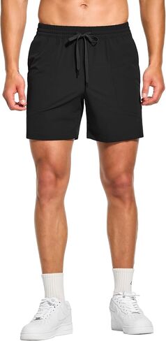 DEMOZU Men's 5 Inch Linerless Workout Casual Shorts Quick Dry Running Tennis Gym Athletic Shorts with Pockets in Saudi Arabia