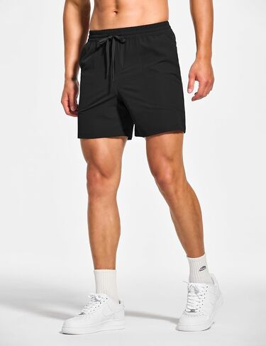 DEMOZU Men's 5 Inch Linerless Workout Casual Shorts Quick Dry Running Tennis Gym Athletic Shorts with Pockets in Saudi Arabia