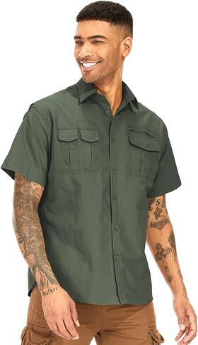 Men's Short Sleeve Fishing Hiking UPF 50+ Safari Shirts, Quick Dry SPF UV Sun Protection Cooling Shirts in Saudi Arabia