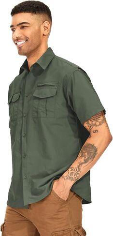 Men's Short Sleeve Fishing Hiking UPF 50+ Safari Shirts, Quick Dry SPF UV Sun Protection Cooling Shirts in Saudi Arabia