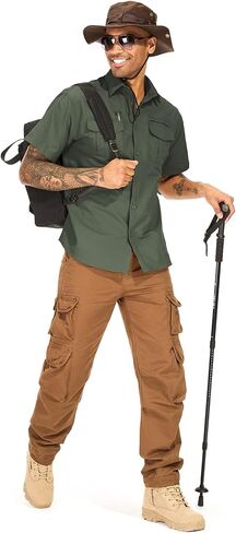 Men's Short Sleeve Fishing Hiking UPF 50+ Safari Shirts, Quick Dry SPF UV Sun Protection Cooling Shirts in Saudi Arabia