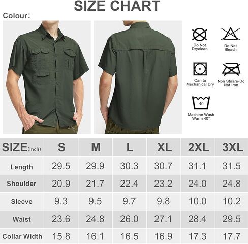 Men's Short Sleeve Fishing Hiking UPF 50+ Safari Shirts, Quick Dry SPF UV Sun Protection Cooling Shirts in Saudi Arabia