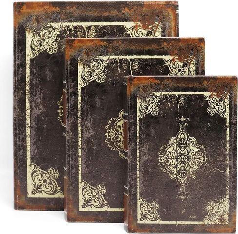 Jolitac Decorative Book Boxes World Map Pattern Antique Book Invisible box with Magnetic cover, Faux Wood Set of 3 Storage Set (Bird) in Saudi Arabia