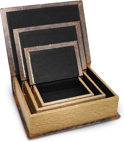 Jolitac Decorative Book Boxes World Map Pattern Antique Book Invisible box with Magnetic cover, Faux Wood Set of 3 Storage Set (Bird) in Saudi Arabia
