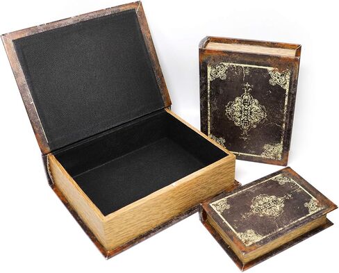 Jolitac Decorative Book Boxes World Map Pattern Antique Book Invisible box with Magnetic cover, Faux Wood Set of 3 Storage Set (Bird) in Saudi Arabia