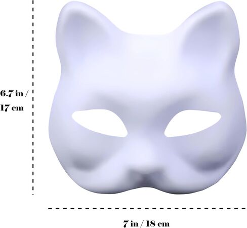 قناع ثعلب من HOHAJIU قناع وجه أبيض فارغ قابل للطلاء من أجل الحفلات التنكرية والحفلات التنكرية DIY ملحقات حفلات الهالوين in Kuwait