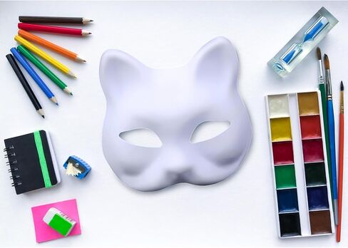 قناع ثعلب من HOHAJIU قناع وجه أبيض فارغ قابل للطلاء من أجل الحفلات التنكرية والحفلات التنكرية DIY ملحقات حفلات الهالوين in Kuwait