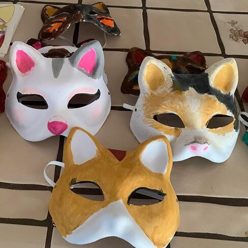 قناع ثعلب من HOHAJIU قناع وجه أبيض فارغ قابل للطلاء من أجل الحفلات التنكرية والحفلات التنكرية DIY ملحقات حفلات الهالوين in Kuwait