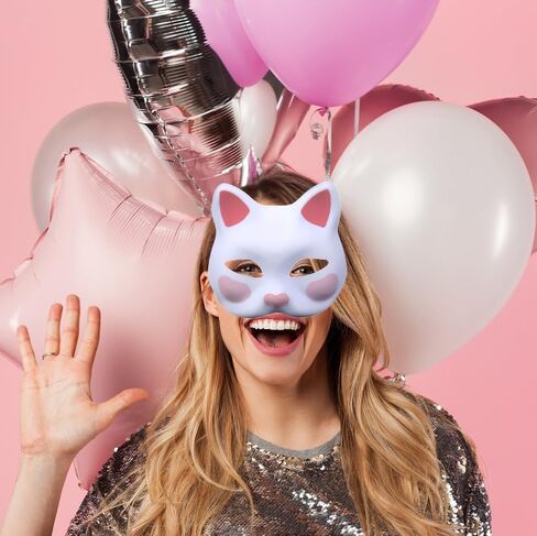 قناع ثعلب من HOHAJIU قناع وجه أبيض فارغ قابل للطلاء من أجل الحفلات التنكرية والحفلات التنكرية DIY ملحقات حفلات الهالوين in Kuwait