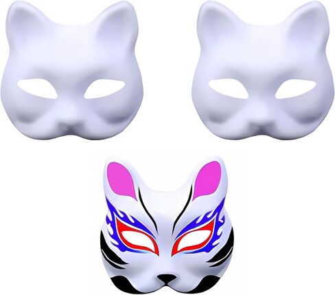 قناع ثعلب من HOHAJIU قناع وجه أبيض فارغ قابل للطلاء من أجل الحفلات التنكرية والحفلات التنكرية DIY ملحقات حفلات الهالوين in Kuwait