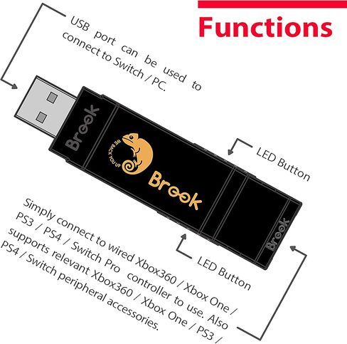 محول Brook Wingman NS - يدعم Xb Series X/S/One/360، PS5/PS4/PS3، Xb Elite 1/2، وحدات تحكم Switch Pro على Switch ووحدة التحكم PC(X-Input)، محول وحدات التحكم، يدعم Turbo وإعادة رسم الخرائط in Kuwait