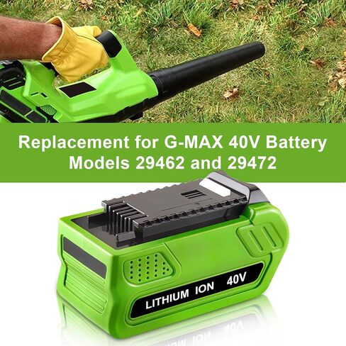Dosctt 2 عبوات 40 فولت 6.0 أمبير استبدال ليثيوم أيون لبطارية Greenworks 40V 29462 29472 متوافقة مع أدوات الطاقة Greenworks G-MAX 29252 20202 22262 25312 25322 20642 22272 27062 in Kuwait