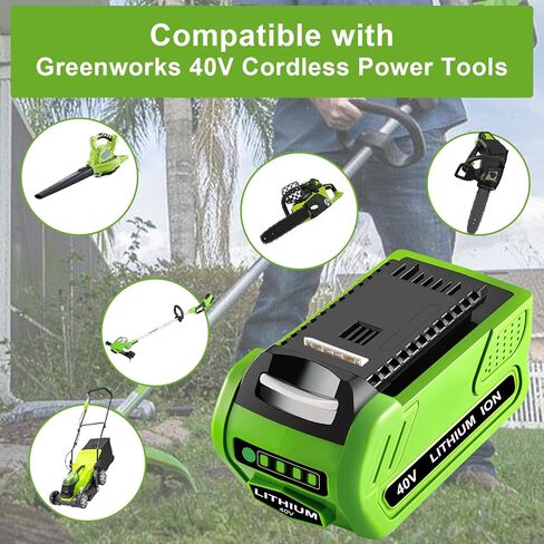 Dosctt 2 عبوات 40 فولت 6.0 أمبير استبدال ليثيوم أيون لبطارية Greenworks 40V 29462 29472 متوافقة مع أدوات الطاقة Greenworks G-MAX 29252 20202 22262 25312 25322 20642 22272 27062 in Kuwait