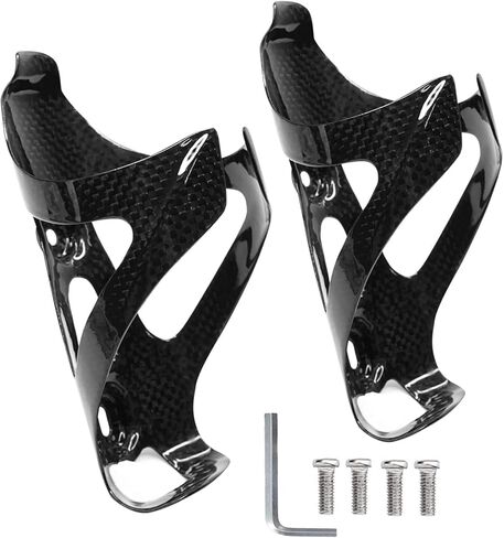 NewTH Bike Water Bottle Holder Full Carbon Fiber Ultra-Light and Strong Bicycle Water Bottle Cages Riding Equipment Water Bottle Holder for MTB Road Bike (Glossy-2 PCS) in Kuwait