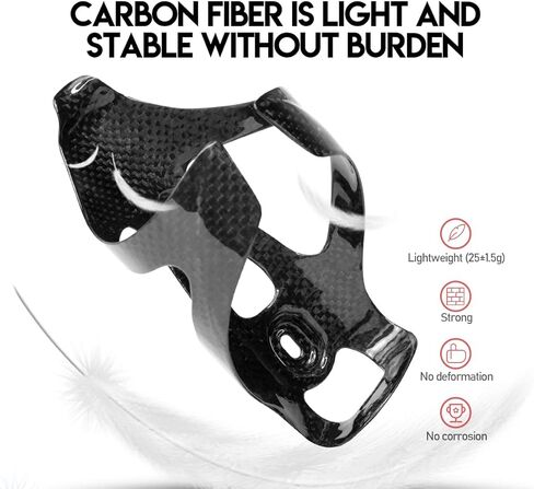 NewTH Bike Water Bottle Holder Full Carbon Fiber Ultra-Light and Strong Bicycle Water Bottle Cages Riding Equipment Water Bottle Holder for MTB Road Bike (Glossy-2 PCS) in Kuwait