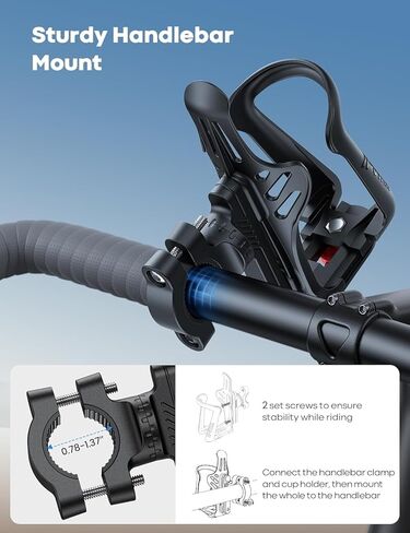 حامل زجاجة مياه للدراجة من SkipFrog - [للزجاجات بقطر 1.9-2.8 بوصة] [للمقود والإطار] حامل أكواب الدراجة النارية، قفص مشروبات الدراجة مع أداة لولبية، يناسب الزجاجة ذات الحجم القياسي والأصغر in Kuwait