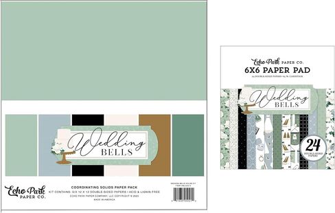 Echo Park Paper Collection Bundle: Wedding Bells 12" x 12" Solid Paper Pack + Wedding Bells 6" x 6" Double Sided Paper Pack in Saudi Arabia
