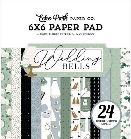 Echo Park Paper Collection Bundle: Wedding Bells 12" x 12" Solid Paper Pack + Wedding Bells 6" x 6" Double Sided Paper Pack in Saudi Arabia