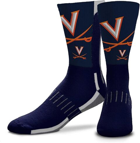 For Bare Feet NCAA Adult State and University Crew Socks - Polyester blend - Unisex - High-performance socks provide superior comfort (Virginia Cavaliers - Blue, Adult Medium) in Saudi Arabia