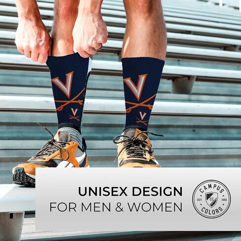 For Bare Feet NCAA Adult State and University Crew Socks - Polyester blend - Unisex - High-performance socks provide superior comfort (Virginia Cavaliers - Blue, Adult Medium) in Saudi Arabia