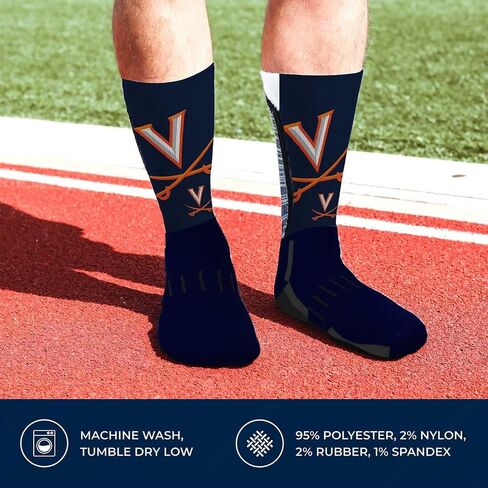 For Bare Feet NCAA Adult State and University Crew Socks - Polyester blend - Unisex - High-performance socks provide superior comfort (Virginia Cavaliers - Blue, Adult Medium) in Saudi Arabia