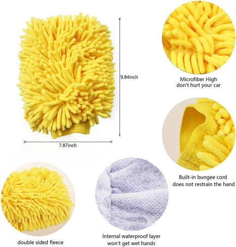 YUANQIAN 2-Pack Premium Chenille غسيل السيارات ميت ستوكات قفازات غسيل السيارات تنظيف ستوكات ميت تنظيف الملابس ستوكات لتنظيف السيارات والتنظيف المنزلي in Kuwait