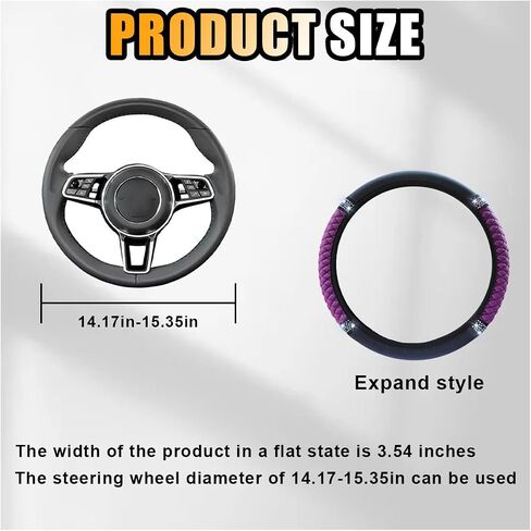 Bling Soft Leather Steering Wheel Cover, 15 Inch Colorful Rhinestones Auto Elastic Protector with Crystal Diamond for Women Girls, Car Accessories for Most Cars, SUVs (Beige) in Saudi Arabia