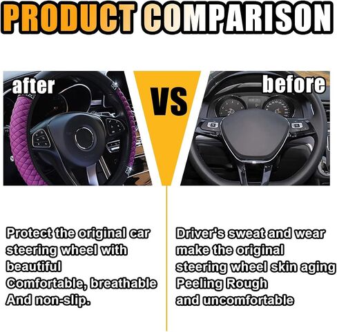 Bling Soft Leather Steering Wheel Cover, 15 Inch Colorful Rhinestones Auto Elastic Protector with Crystal Diamond for Women Girls, Car Accessories for Most Cars, SUVs (Beige) in Saudi Arabia