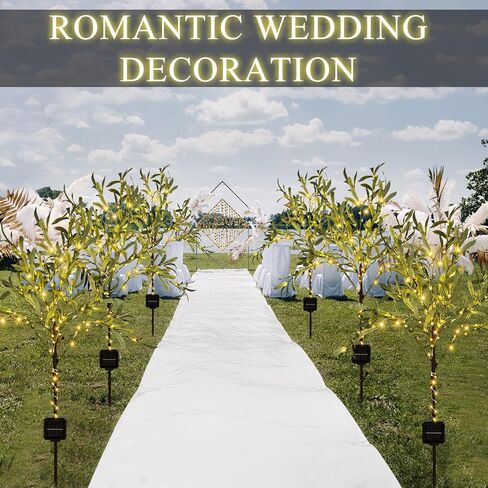 Rossesay 2 Pcs Artificial Olive Tree Lights 4ft Solar Artificial Olive Branches Garden Stake Lights Pathway Lights for Outdoor Realistic LED Faux Plant Waterproof Tree Light for Wedding Yard Decor in Saudi Arabia