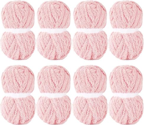 8 Pack Super Bulky Chunky Chenille Yarn for Hand Knitting,Big Yarn for Chunky Blanket,Large Thick Arm Knitting Yarn,Fluffy Soft Plush Jumbo Yarn Crocheting,Cream & Khaki in Saudi Arabia